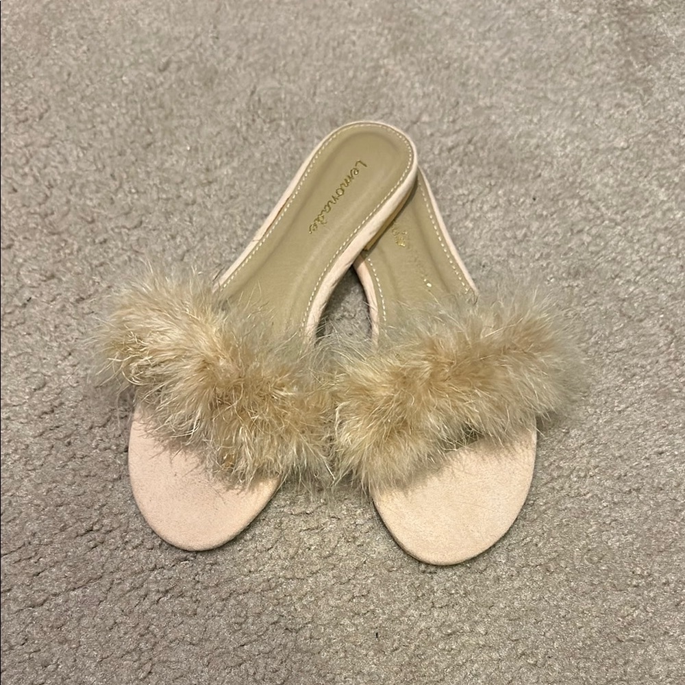 Faux Fur Slip on Sandals
